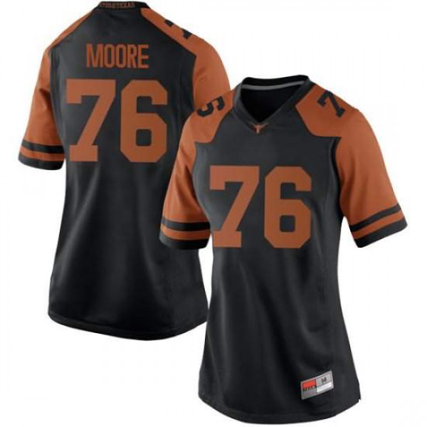 Womens University of Texas #76 Reese Moore Replica Official Jersey Black